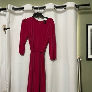 Elegant Hot Pink Women's Dress with tie belt